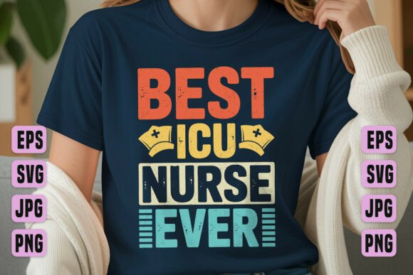 Best ICU Nurse Typography Shirt