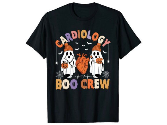 Cardiology Ghost Boo Crew Nurse T-Shirt