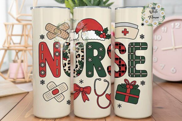 Christmas Nurse 20oz Tumbler Design