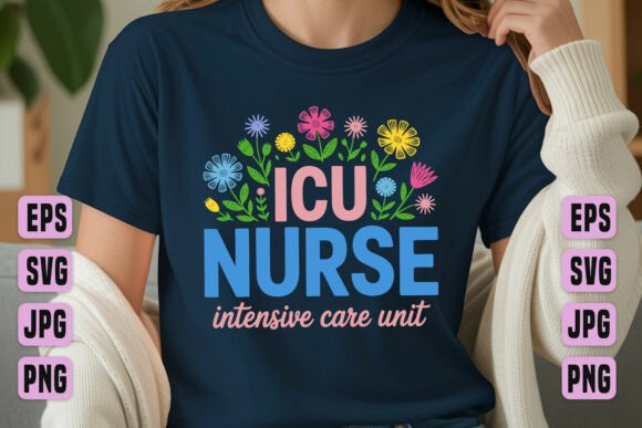Colorful ICU Nurse Floral Design