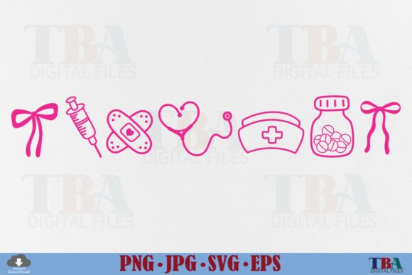 Coquette Nurse Icon Pink Nursing Doodle