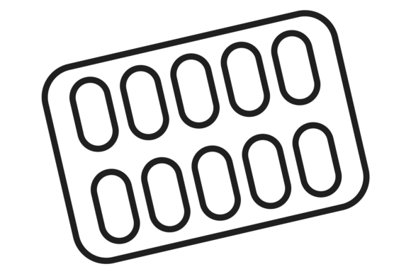Drug Blister Line Icon. Medical Pill Pac