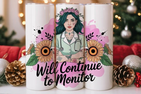 Edgy Nurse with Sunflowers 20oz Tumbler