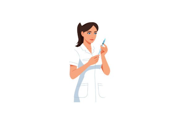 Female Nurse Preparing Syringe Medical I