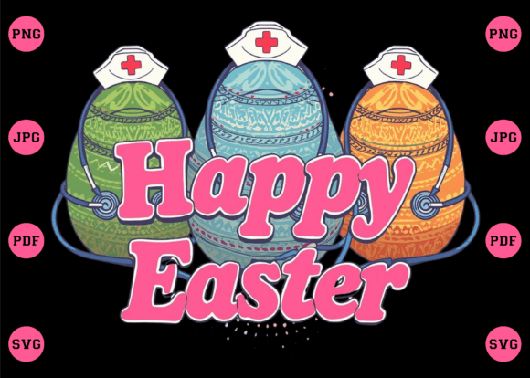 Happy Easter Eggs Nurse PNG