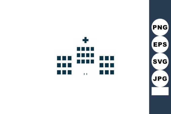 Hospital Building Icon with Medical Cros