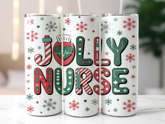 Jolly Nurse Christmas 20oz Tumbler Wrap