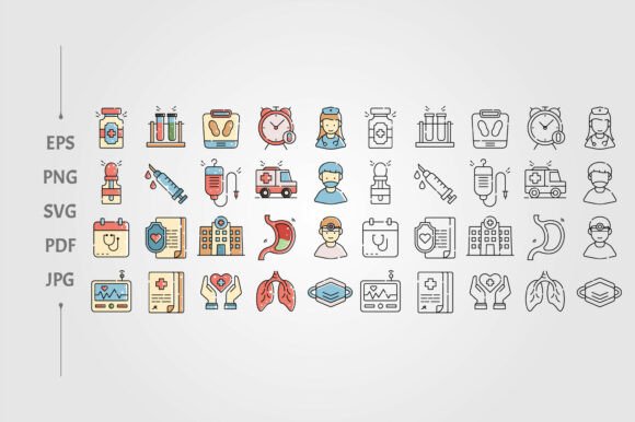 Medical Icons Set for Embroidery
