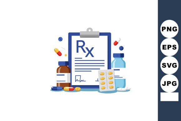 Medical Prescription Clipboard with Pill