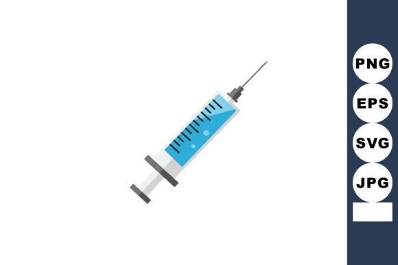 Medical Syringe with Needle and Blue Liq