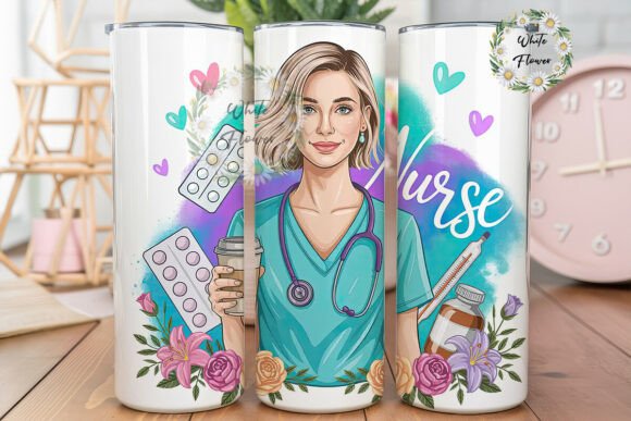 Nurse Floral Tumbler Wrap 20oz
