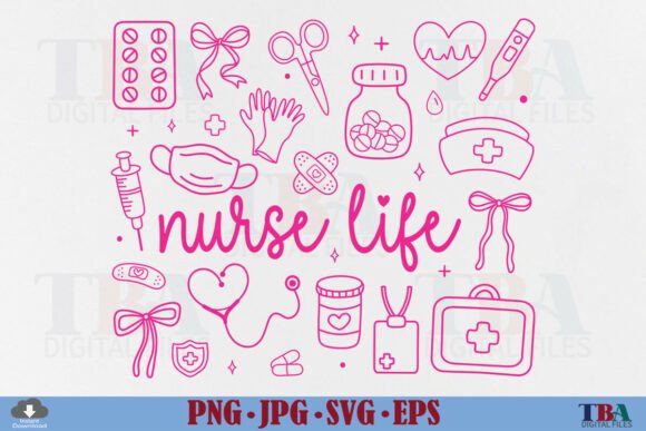 Nurse Life Nurse Coquette Pink Doodle