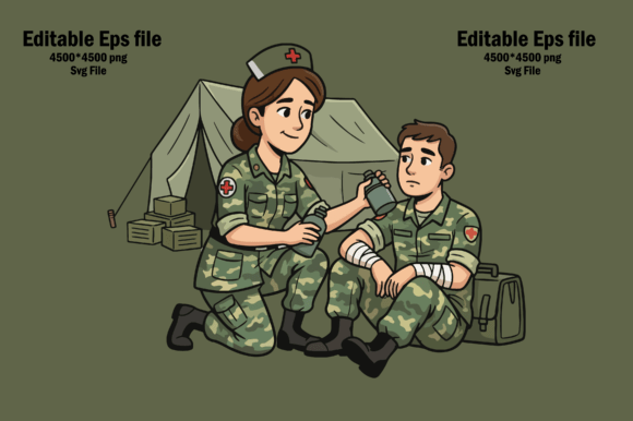 Nurse Treating Soldier Near the Tent