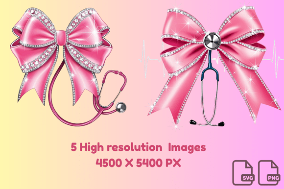 Pink Coquette Bow Nurse with Stethoscope
